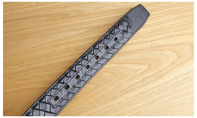 High Quality Top Layer Cow Leather Belt Handmade Men's Belt Cowskin Business Style Woven Pattern Casual Belts for Male