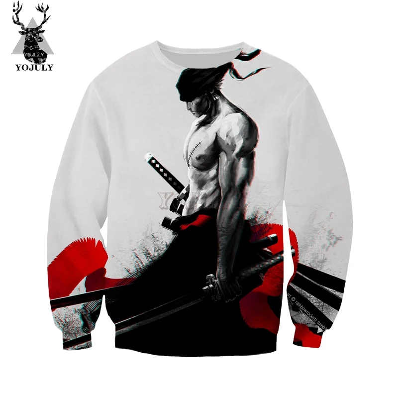 YOJULY/Повседневная футболка унисекс с 3D-принтом аниме Roronoa Zoro Sword круглым вырезом