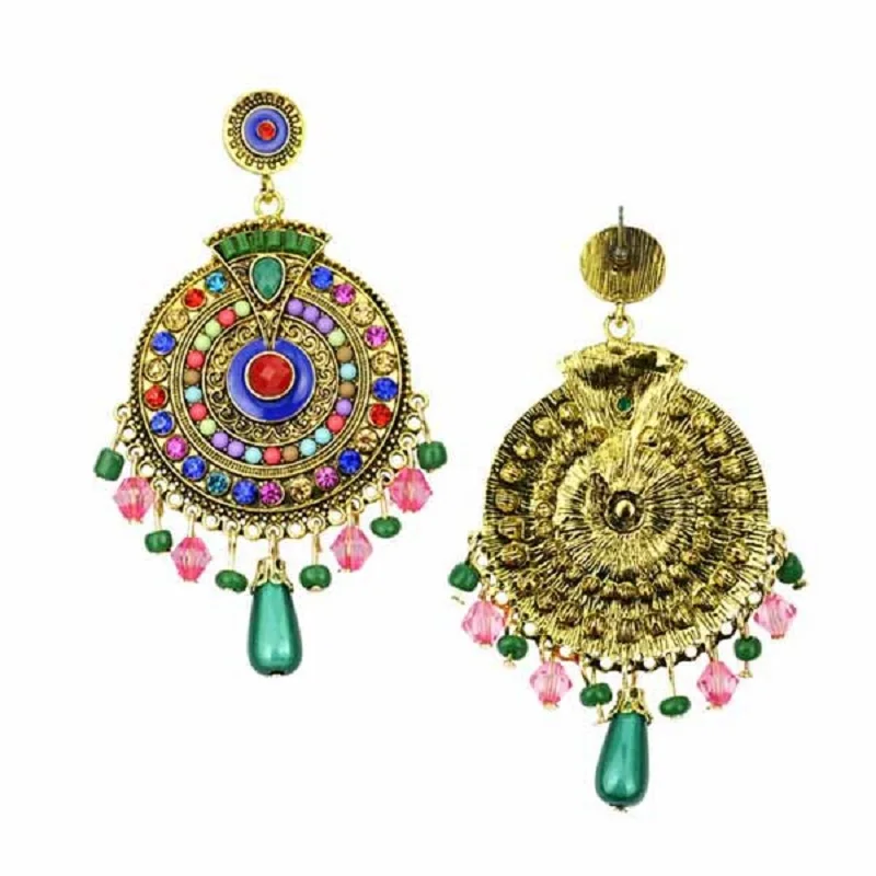 2017 бренд Бохо цвет большой драгоценный камень кристалл падение цыганские серьги