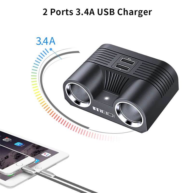 Автомобильное зарядное устройство MEIDI 3 4 а с двумя USB портами для iPhone 8 plus|Кабели