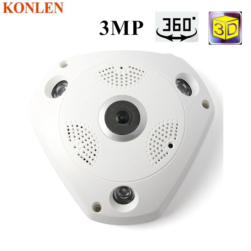360 камера IP 3MP рыбий глаз панорамная 1080P wifi PTZ CCTV 3D VR Видео Micro SD карта Аудио