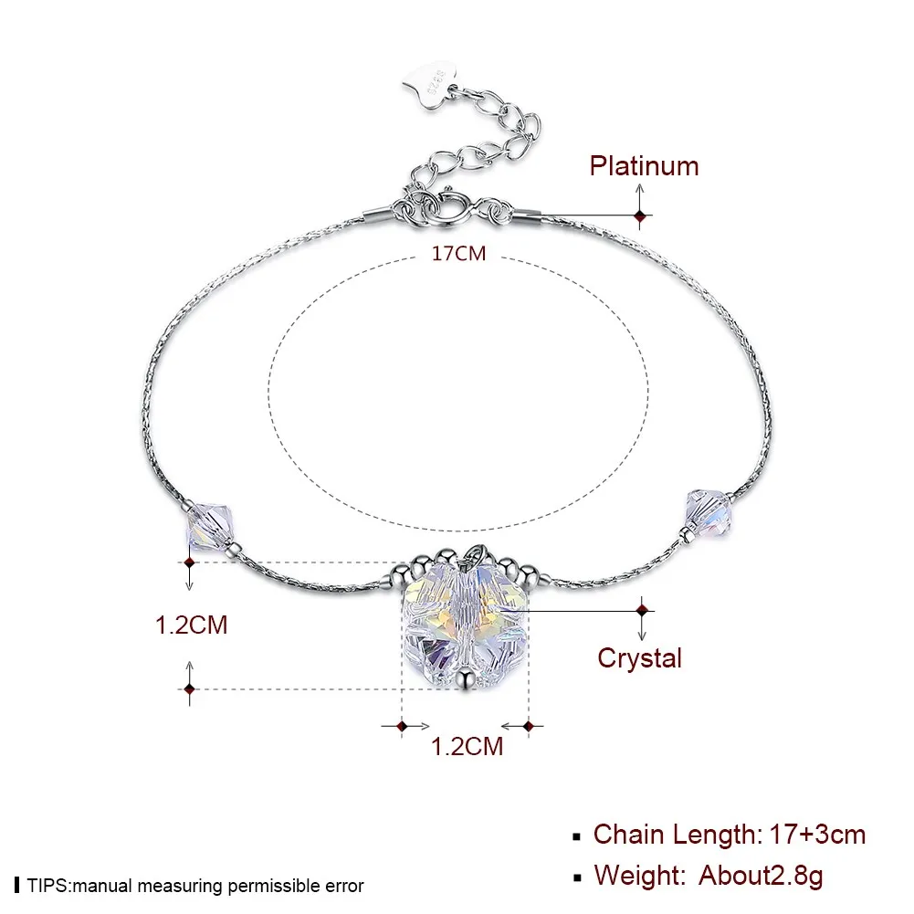 LEKANI кристаллами от Swarovski просто три прозрачного хрусталя серебряные браслеты для