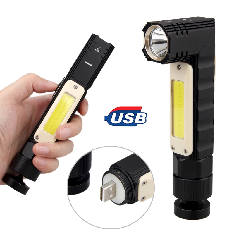 Magnetic USB Rechargeable COB LED Multi-functional Portable Clip Work Lights Rotatable Right Angle Flashlight Build-in Battery topsale nitecore tip holiday gift metal rechargeable battery keybutton ecd flashlight multi purpose clip usb cable greeting card