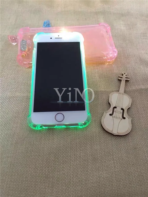 100pcs/lot Luxury Light Flash Silicone Candy Color Case For iPhone 5 5s SE 6 6s Plus 7/7 Capa Coque Fundas |