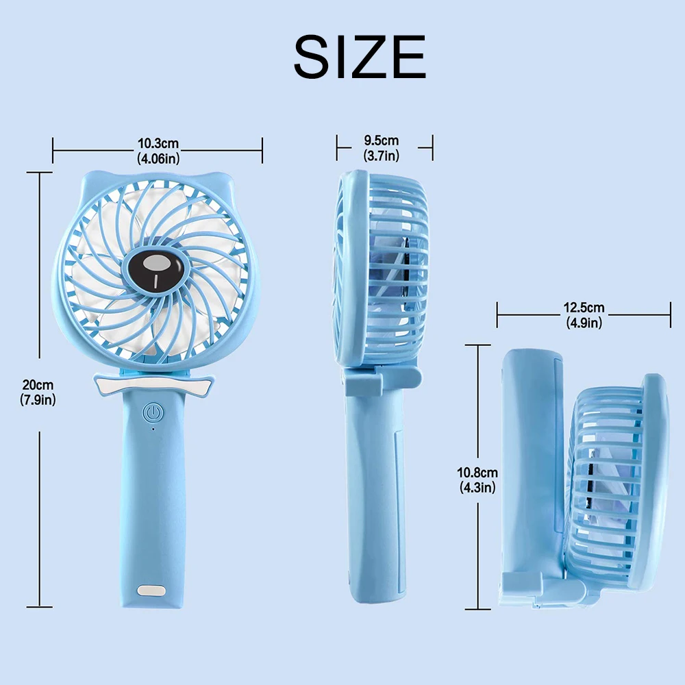 Портативный складной мини вентилятор ручной регулируемый настольный USB на 3