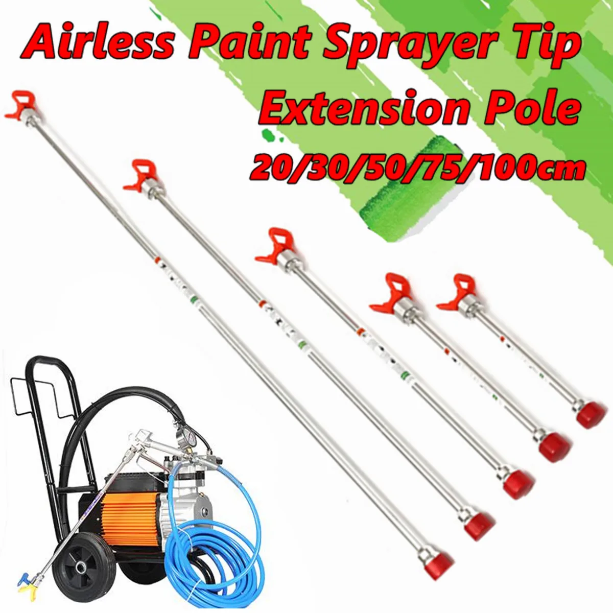 Airless Paint Sprayer Tip Extension Pole Spray Tool Fits For Titan Wagner 20/30/50/75/100cm Spray Guns Tool Parts