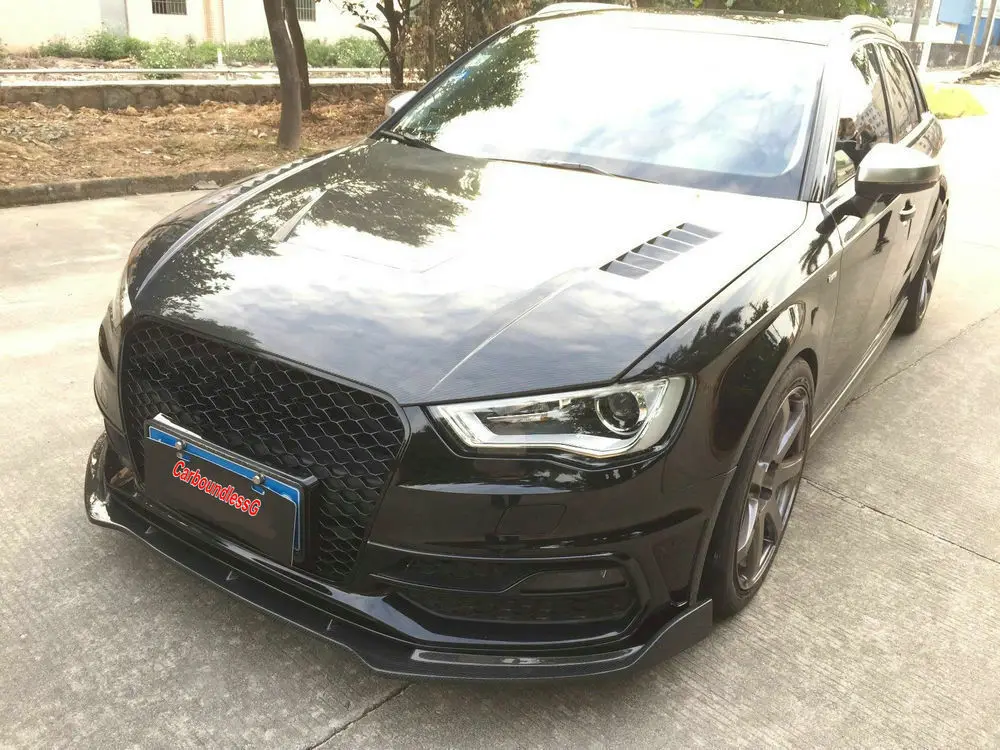 S3 Front Lip carbon fiber Body kit Spoiler Wing lip auto car front For A3 Sport Sedan Bumper 2017 2018 years bodykit | Автомобили и