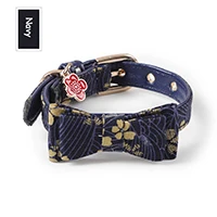 HE 1pc Pet Cat Изысканный многоцветный PU дизайн регулируемый галстук-бабочка, Бант декоративный ошейник галстук для щенка котенка - Цвет: Navy