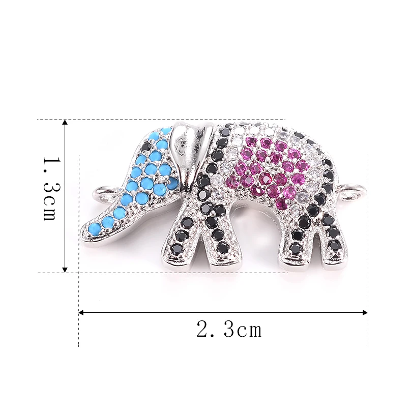 Neovivi Elephant Charms Pave Colorful Zircon Copper Animal Charm for Jewelry Making Classic Connector Bracelets DIY Findings | Украшения и