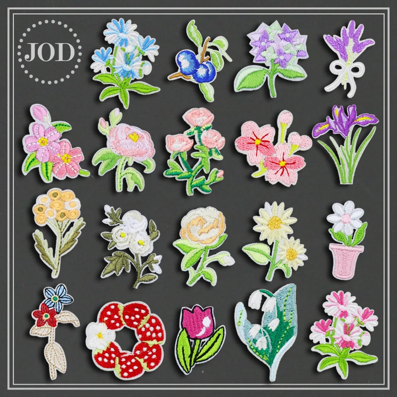 

Flowers Embroidered Iron on Patches for Clothing DIY Stripes Clothes Patchwork Sticker Custom Rose Applique Suppliers