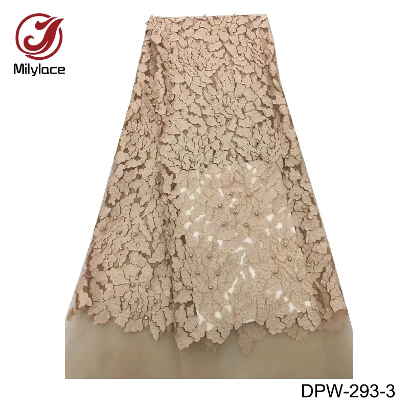 7 доступных цветов фуксия розовый Французский кружевной ткани украшенный бусами