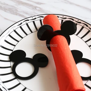 Кольца для салфеток с мышкой, набор из 122448 шт, черные кольца для салфеток, Свадебные вечерние украшения, кольца из серебра, вечерние украшения для стола на день рождения