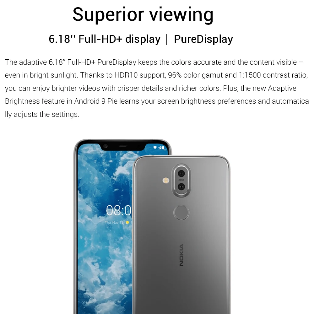 Nokia 8 1 TA 1119 6 18 &quotГлобальная версия мобильного телефона Snapdragon 710 Восьмиядерный 4 Гб