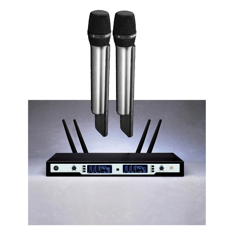 

True Diversity Professional Wireless Microphone System UHF Multiple frequencies Dual Handheld Mic For Big Stage High Quality