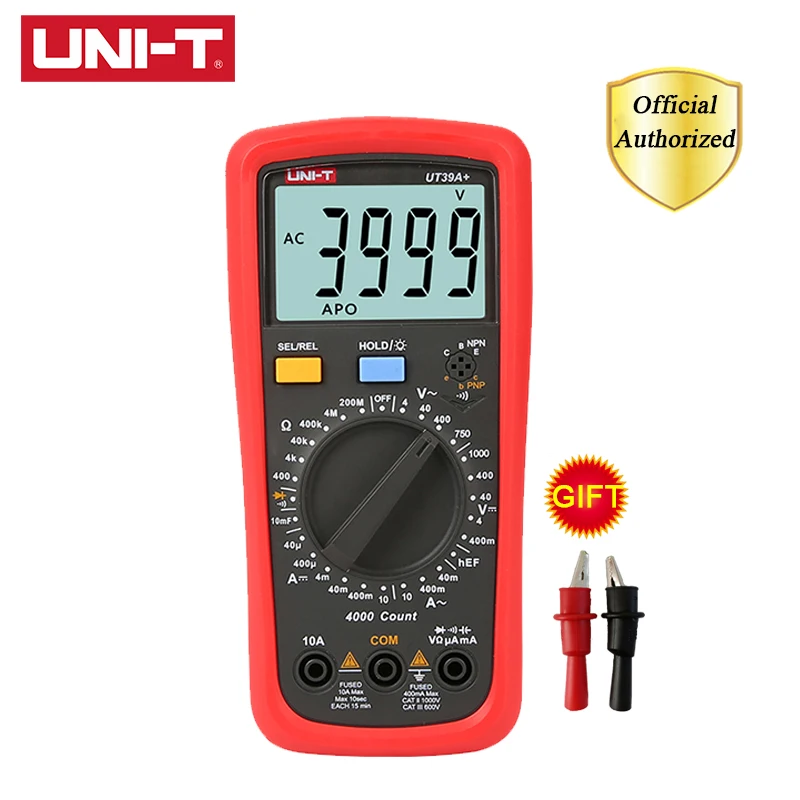 UNI-T UT39A+ UT39C+ цифровой мультиметр портативный Авто Диапазон тест er AC DC V/A Ом/температура/частота/HFE/NCV тест