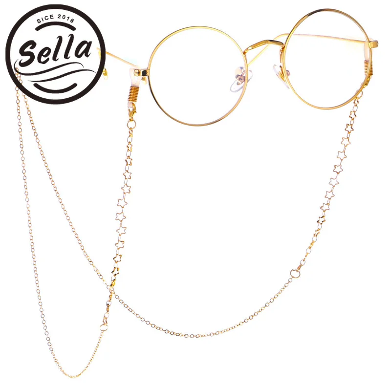 

Sella New Fashion Women Men Glasses Strap Neck Cord Golden Metal Eyeglasses Chain Cordones Gafas Natsume Lanyard Necklass