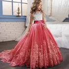 Длинные Вечерние Платья с цветочным узором для девочек на свадьбу Детские платья для девочек, платье принцессы платье для подростков 7, 8, 9, 10, 12, 14 лет, Vestidos