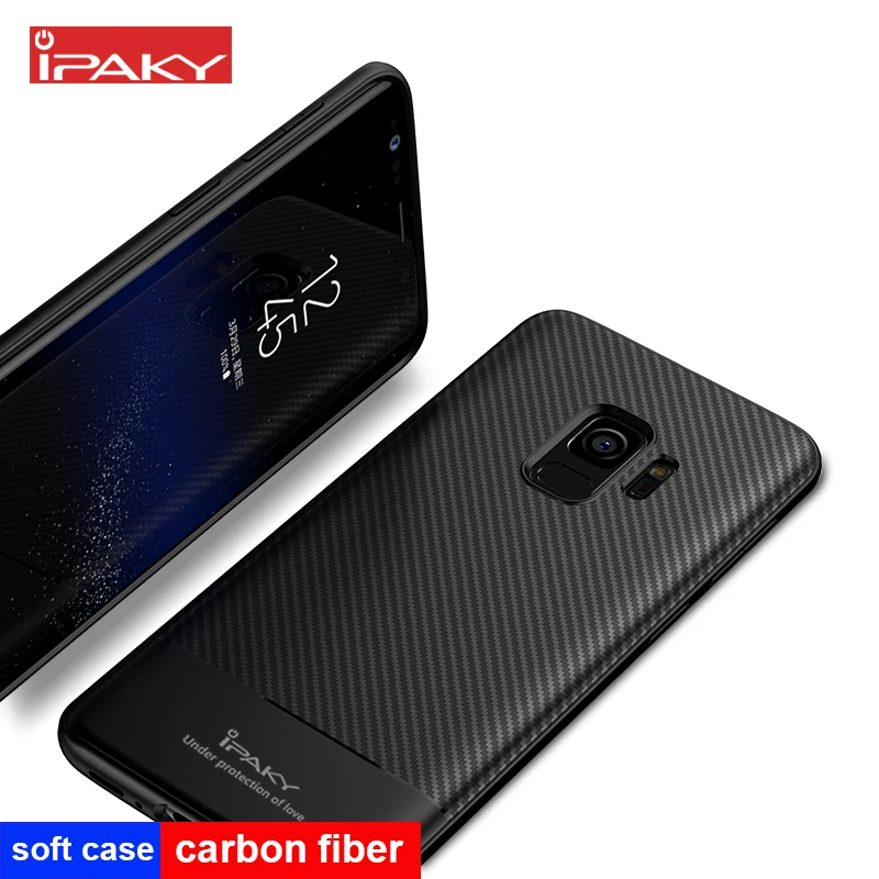 iPaky For Samsung Galaxy S9 Plus Case Carbon Fiber Soft Silicone Shockproof Housing Cover S 9 Phone Cases |
