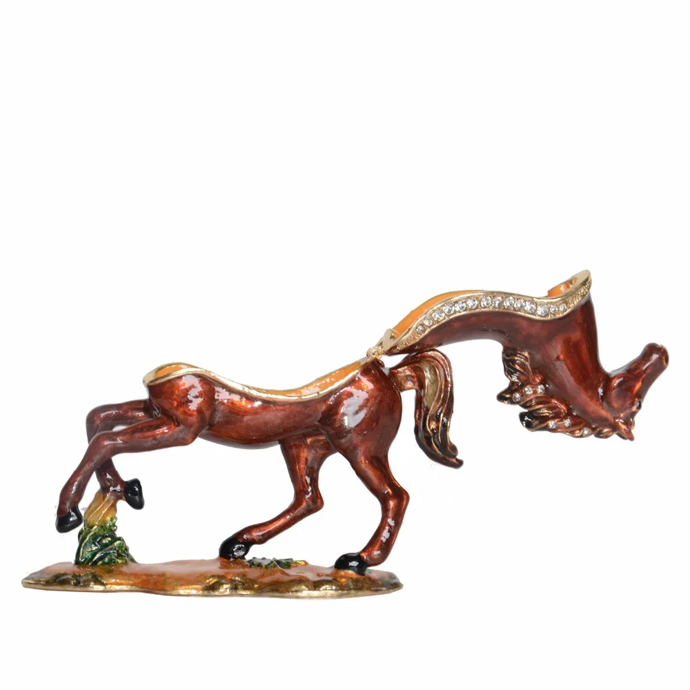 

Running Horse Jeweled Trinket Box Figurine Metal Jewelry Boxes & Organizers Horse Collectible Gifts Decor