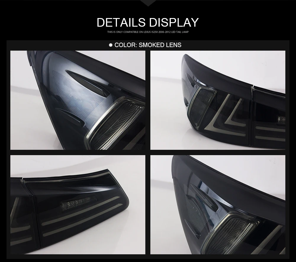 VLAND Fit Lexus IS250/IS300/IS350 2006-2012 задний светильник светодиодный дизайн красная линза задний светильник в сборе задний фонарь