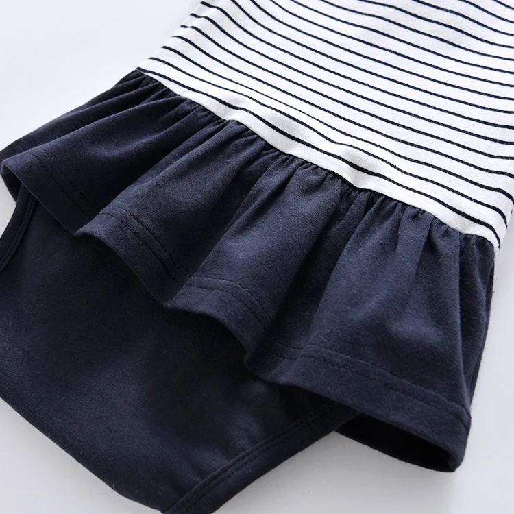 Летний костюм для маленьких девочек 100% хлопковый комбинезон с галстуком