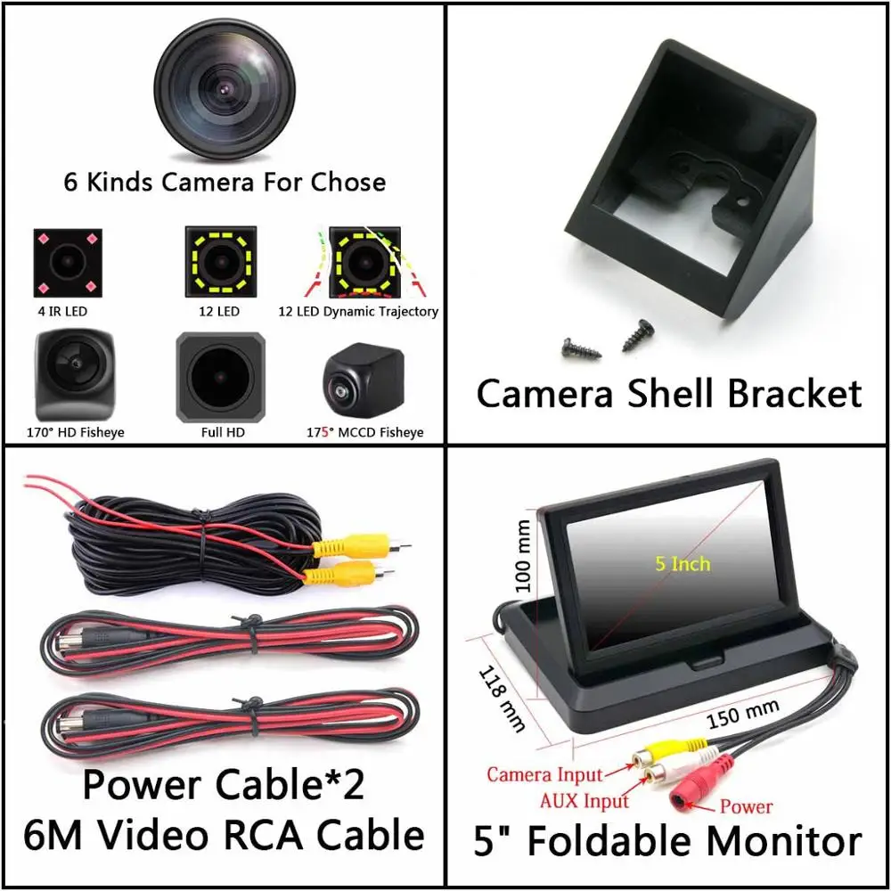 Camera 5 inch Fold 175 градусов 1080P рыбий глаз задний вид автомобиля камера для Ssangyong SsangYong Ssang Yong Actyon Korando автомобильный монитор - Название цвета: Camera 5 inch Fold