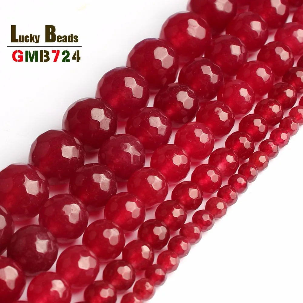 Natural Faceted Round Chalcedony Beads Purple/White /Blue /Red For DIY Making Bracelet Necklace Jewelry 4/6/8/10/12/14mm | Украшения и