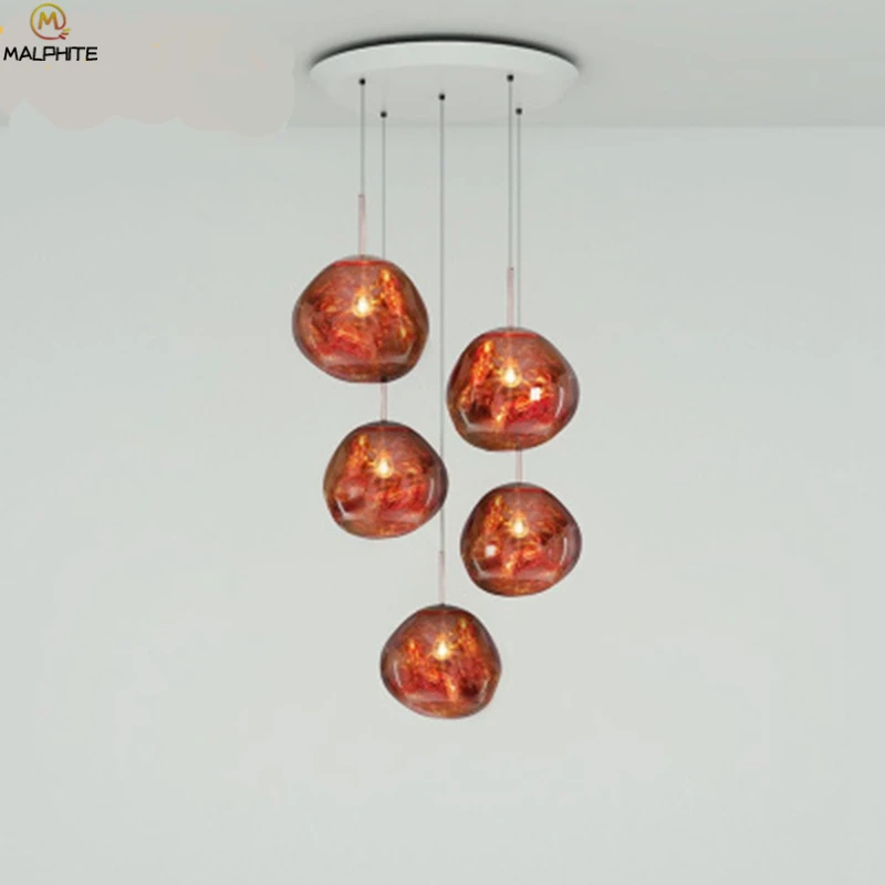 Скандинавский подвесной светильник из выдувного стекла в форме лавы Droplight