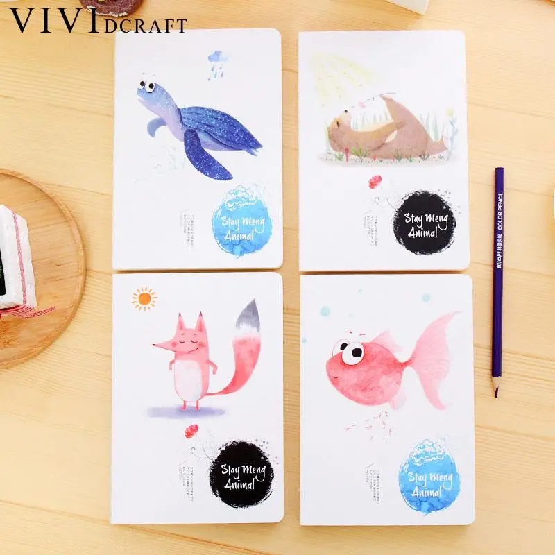 Vividcraft Korea Kawaii Animals Stationery Sketchbook Notebook for Students Agenda 2017 A5 32K Planner Papelaria Diary Binder |