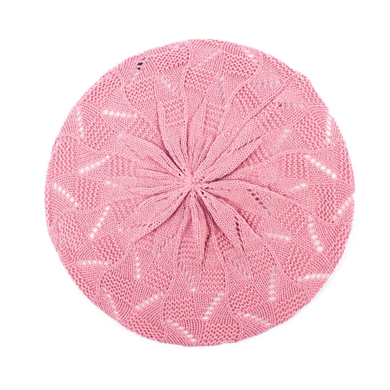 Pink Geebro женский однотонный вязаный берет, шапка, женский берет французского художника, весенние повседневные тонкие акриловые береты для женщин - Цвет: Pink