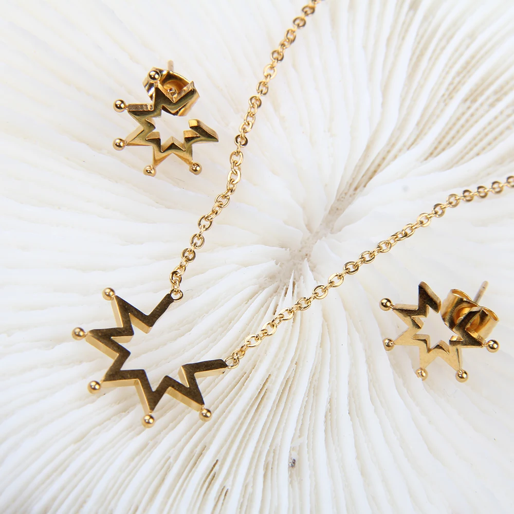 Модные свадебные ювелирные наборы из Дубая золотого цвета звезды аксессуары