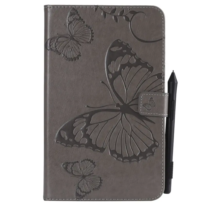 Gray Чехол для Funda iPad Mini 1 2 3 4 7," чехол с тиснением бабочки из искусственной кожи чехол-подставка с функцией автоматического пробуждения/спящего режима - Цвет: Gray