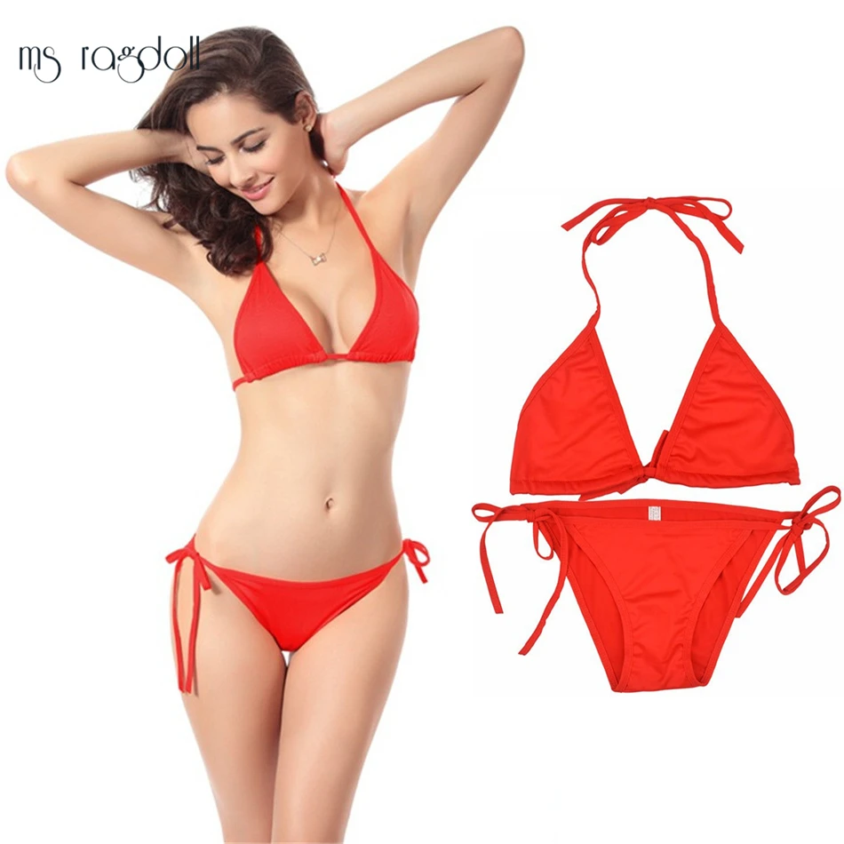 2018 Бразильское бикини сексуальное женское нижнее белье с лямкой на шее летнее