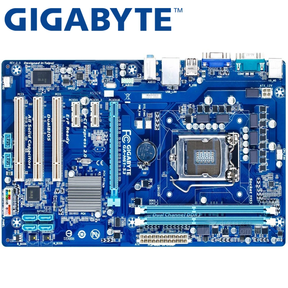 

GIGABYTE GA-H61-S3 Desktop Motherboard H61 Socket LGA 1155 i3 i5 i7 DDR3 16G ATX Original H61-S3 Used Mainboard On Sale
