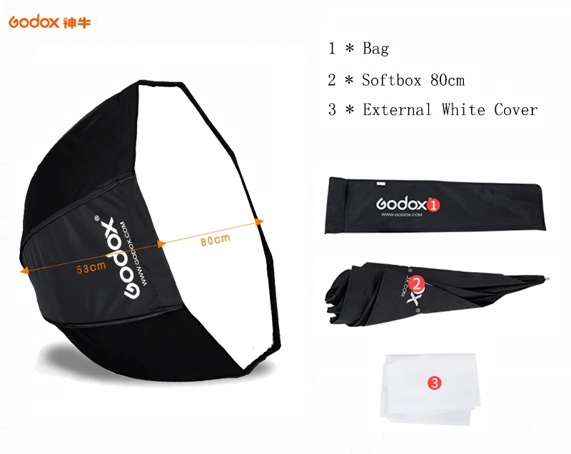 Godox 80 см/3" восьмиугольный Зонт софтбокс переносной восьмиугольный вспышка Speedlight Speedlite Umbrella софтбокс для студийной фотосъемки