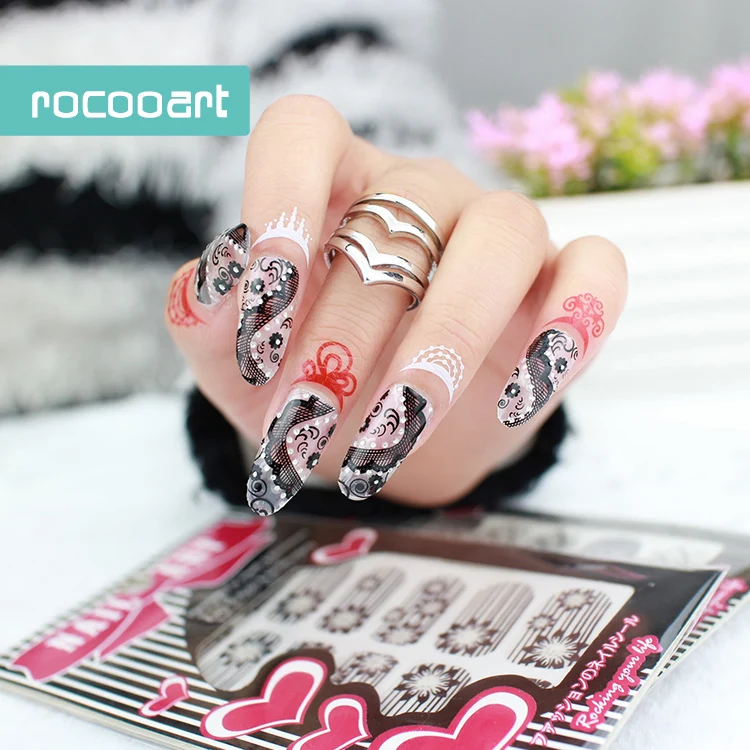 Блестящие наклейки для ногтей Rocooart кружевные леопардовые Стикеры украшения из