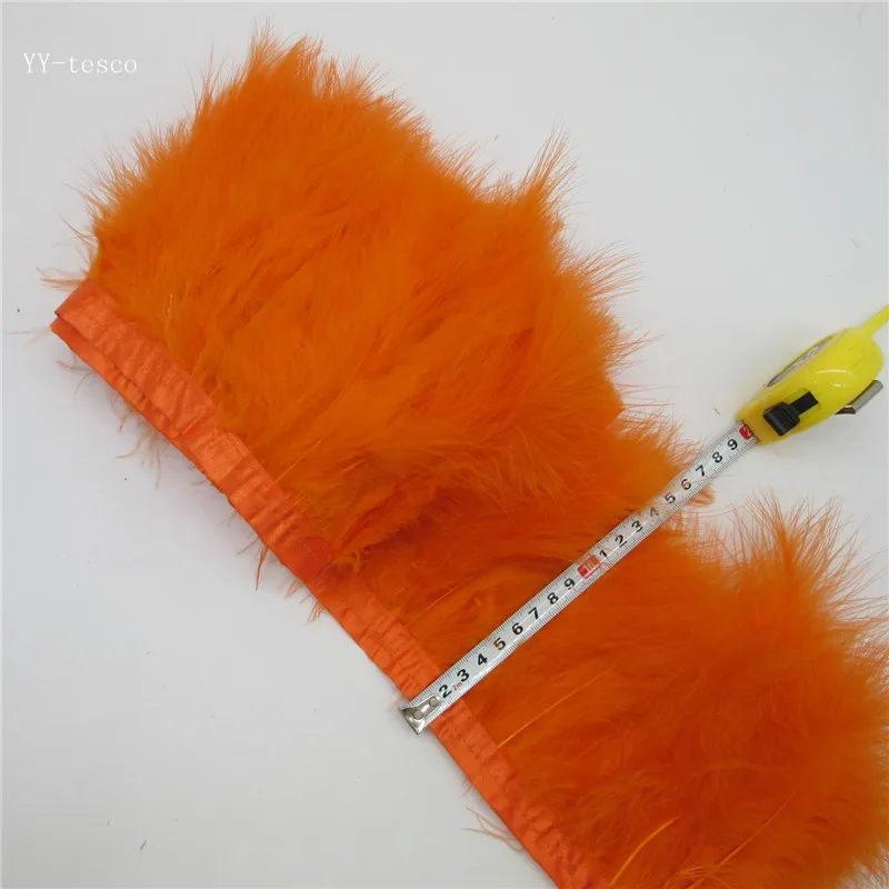 

10Yards 15-18CM Orange Turkey Feather Pruning Cloth Sideband Festive Carnival Stage Performance Decorative Craft Feathers trim
