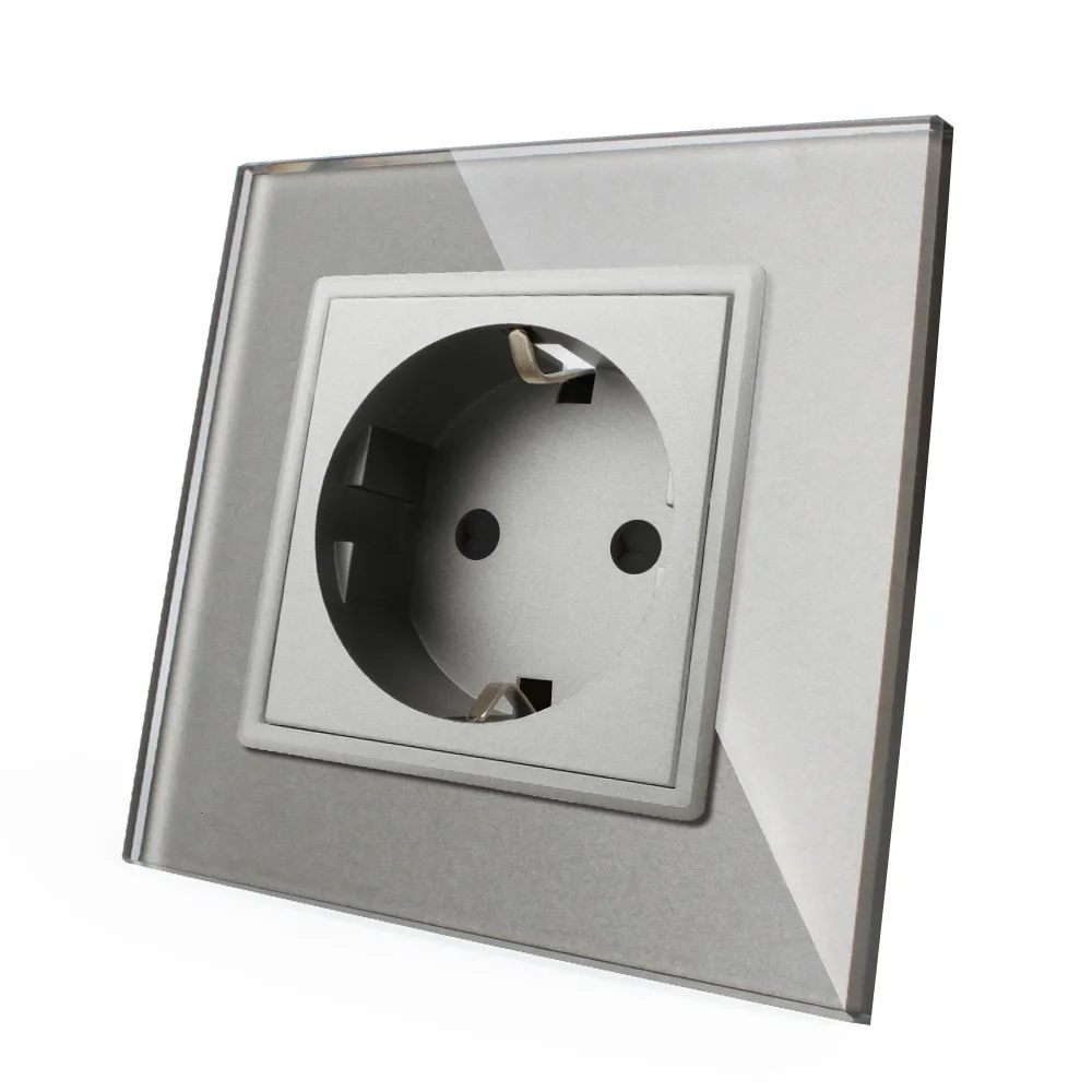 Гнездо питания стандарта ЕС Livolo настенное гнездо переменный ток 110 ~ 250 В 16A серый