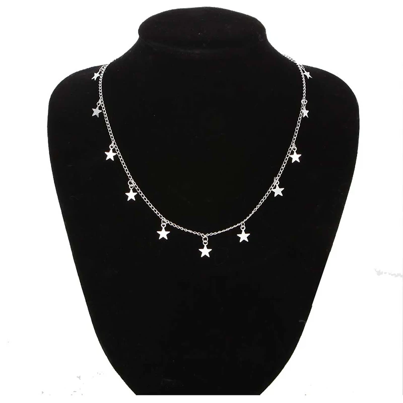 Star Silver Banny розовый простой Звезда Сердце ожерелье-чокер с подвесками в дизайне Павлиньего хвоста для женщин золотой металл серебристого цвета короткая цепочка чокер воротник коллиеры - Окраска металла: Star Silver