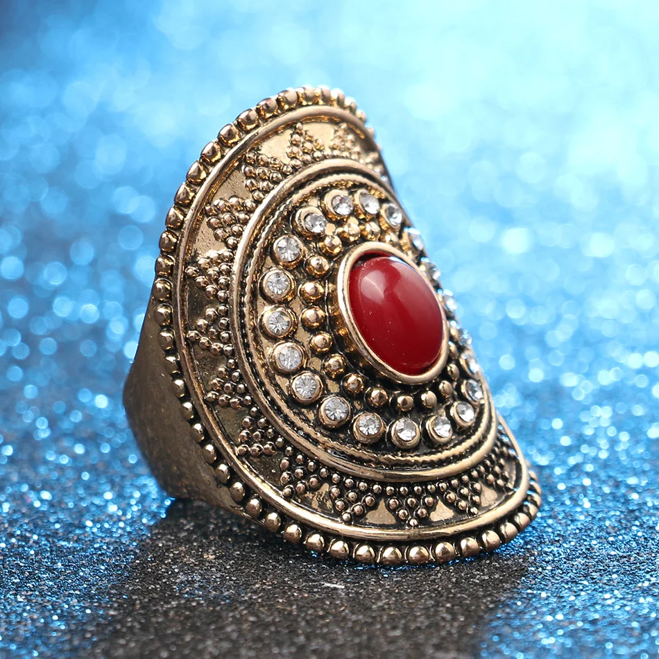 Женское Винтажное кольцо миди из красного золота с овальной мозаикой ювелирное