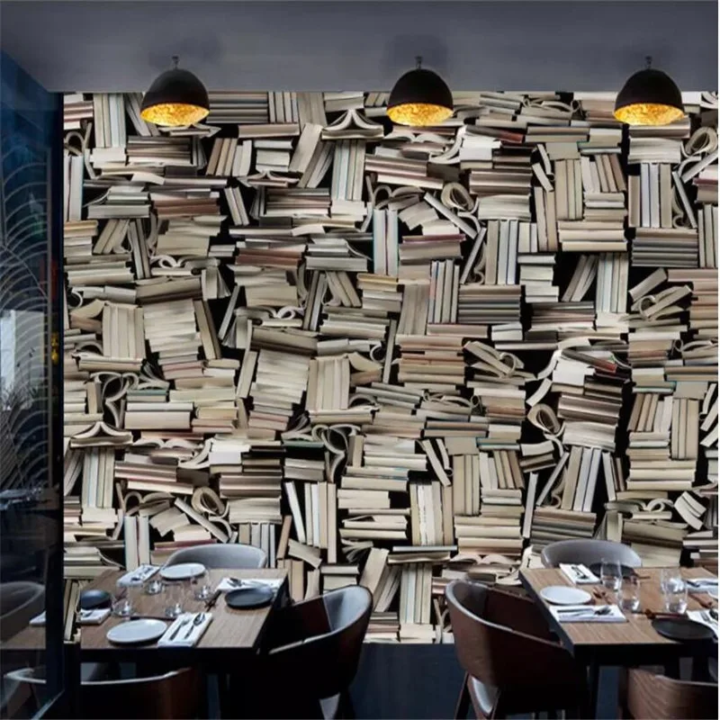 Винтажная книжная полка фото обои шаблон росписи 3D стереоскопический задний фон
