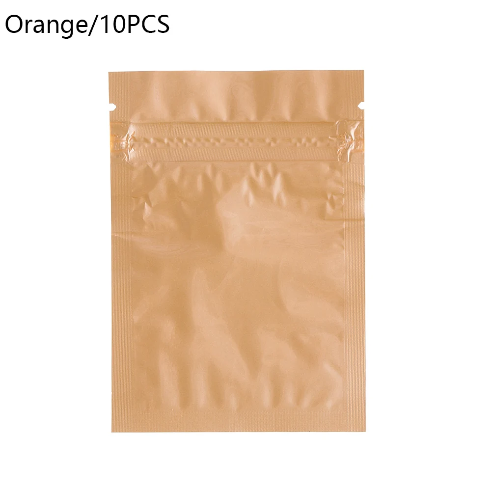 Orange-10PCS 10 шт. модная Глянцевая термопечать алюминиевая фольга маленькая сумка экологически чистая Ziplock плоская молния замок Розничная посылка сумка для хранения - Цвет: Orange-10PCS