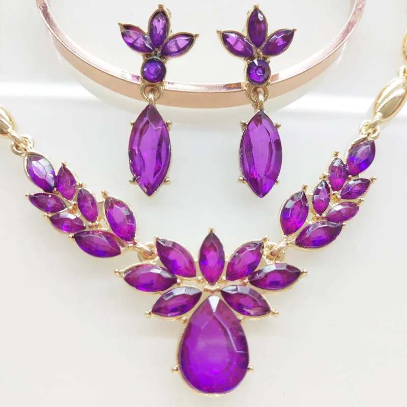 Женские Ювелирные наборы модные акриловые украшения Кристалл ожерелье и серьги