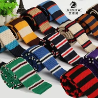 shennaiwei 2016 new wool knit tie casual korean flat head 5cm narrow striped necktie mens knitting 20 color