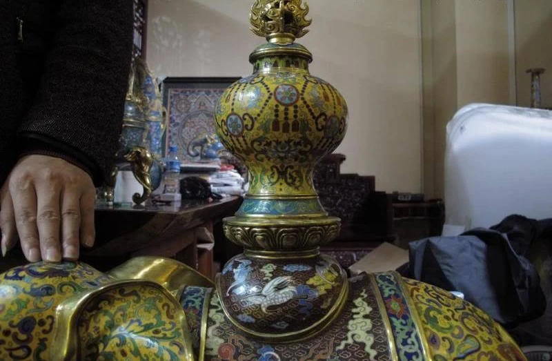 Королевский дворец Чистая Бронза Медь 24K золото позолоченный счастливый дракон