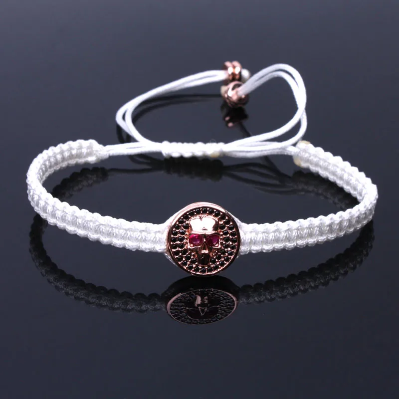 Новый черный CZ проложить череп браслет для мужчин ручной работы готический в