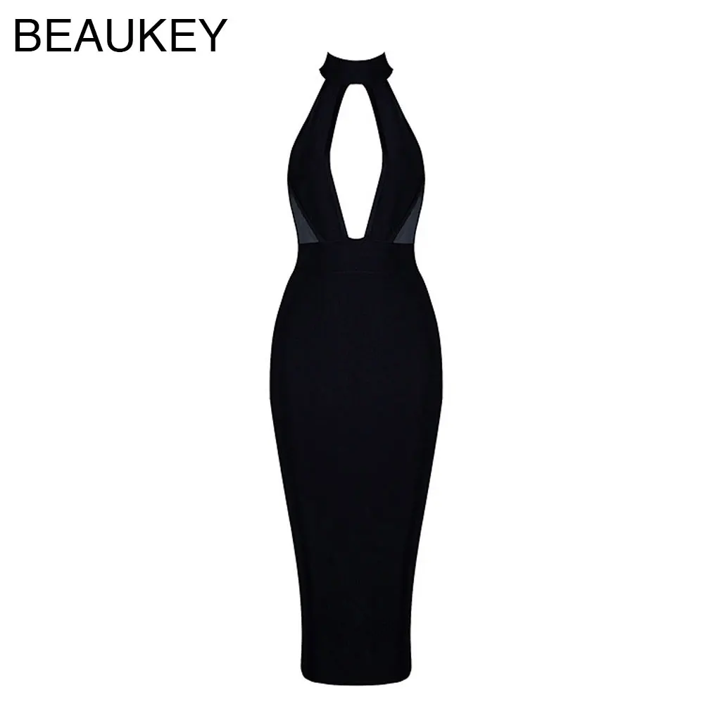 BEAUKEY пикантные женские туфли лодочки черные с лямкой на шее глубокий v образный