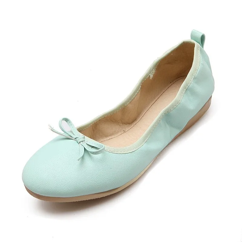 Женские туфли с круглым носком однотонные без застежки бантом-бабочкой на