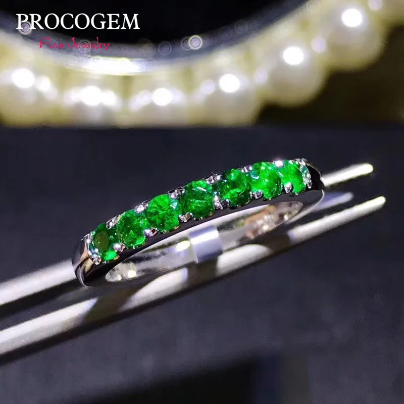 

Simple and elegant Natural Emerald Rings for Women gifts 2.5mm Genuine gemstones Fine jewelry 925 Sterling Silver Rings #424