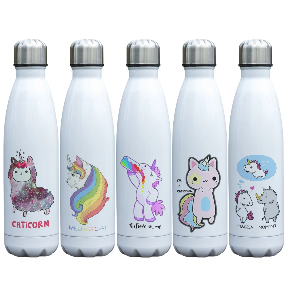 Креативный дизайн Caticorn термос с принтом Единорог тематическая Вакуумная бутылка